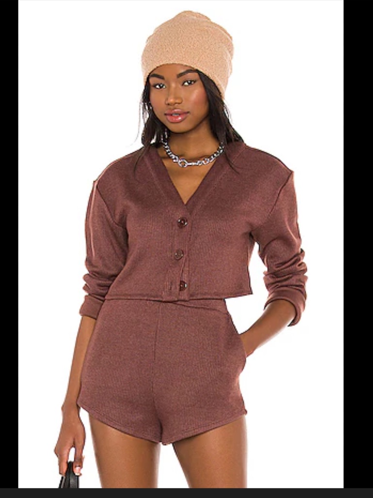 Lovers + Friends Darby Cardigan + Shorts Set In Chocolate